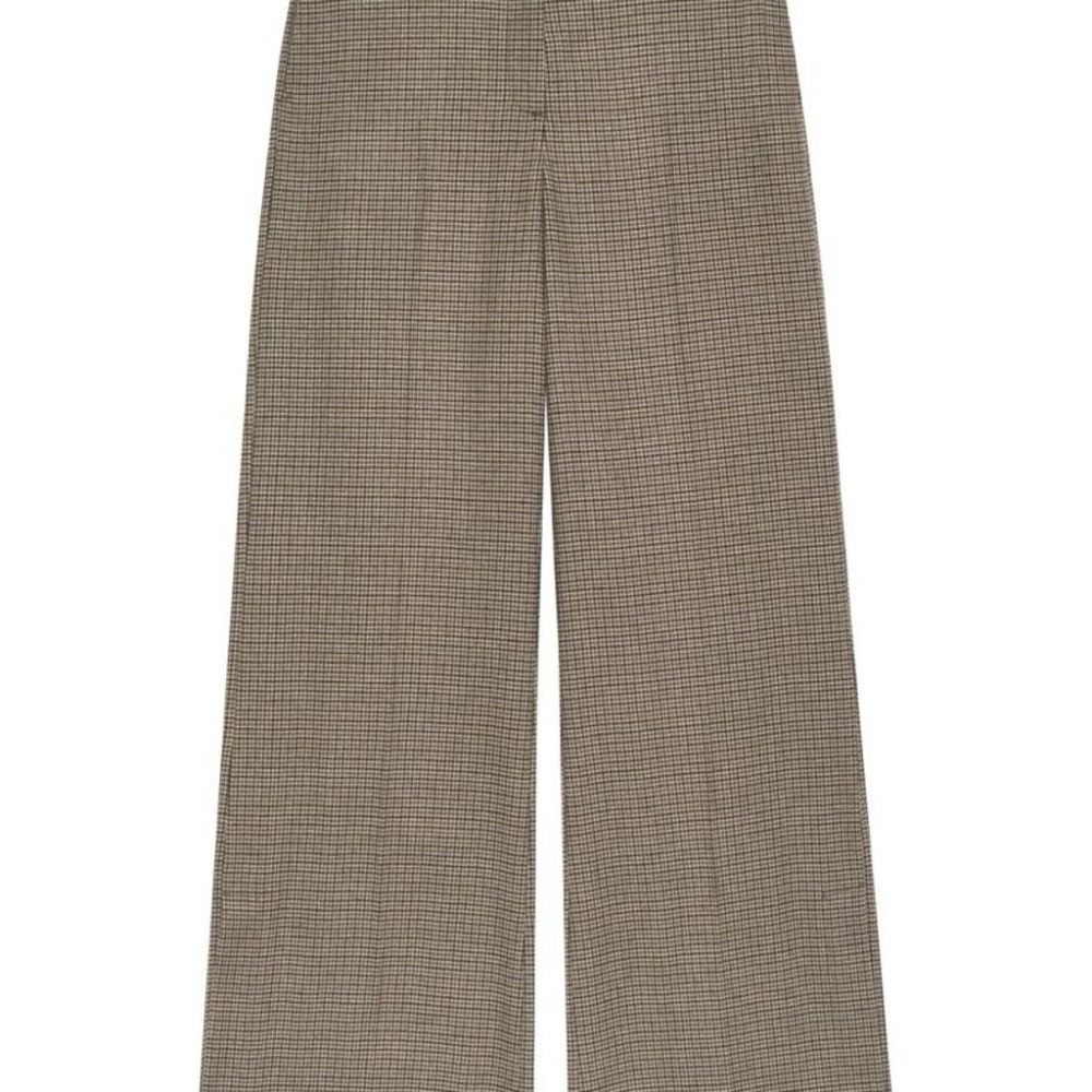 Anine Bing Brown Checkered Wide-Leg Pants
